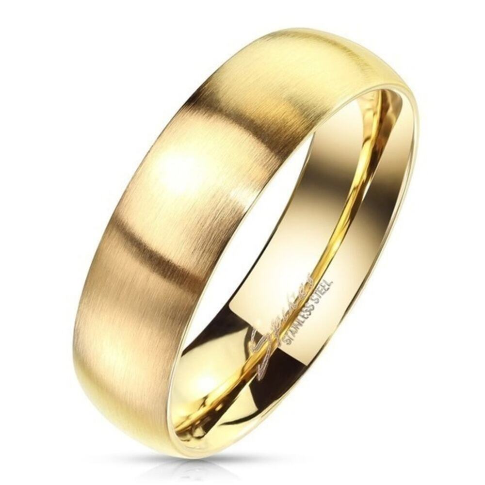 New Matte Finish Surface Classic Dome Gold Stainless‎ steel ring size 12